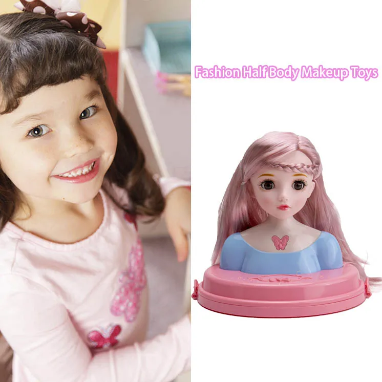 European Fashion Half Body Makeup Hairstyle Mannequin Head Play House Girl Princess Dress Up Practice Makeup Hair Combing Toys