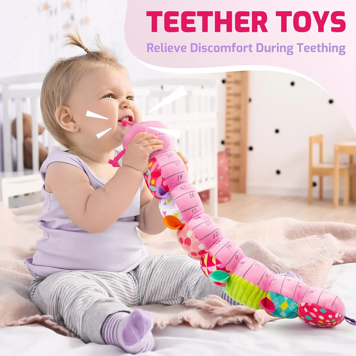 Baby Rattle Musical Caterpillar Soft Toy Colorful Worm Infant Plush Animals Educational Interactive Toy for Newborn Toddler Gift - Bilde 4