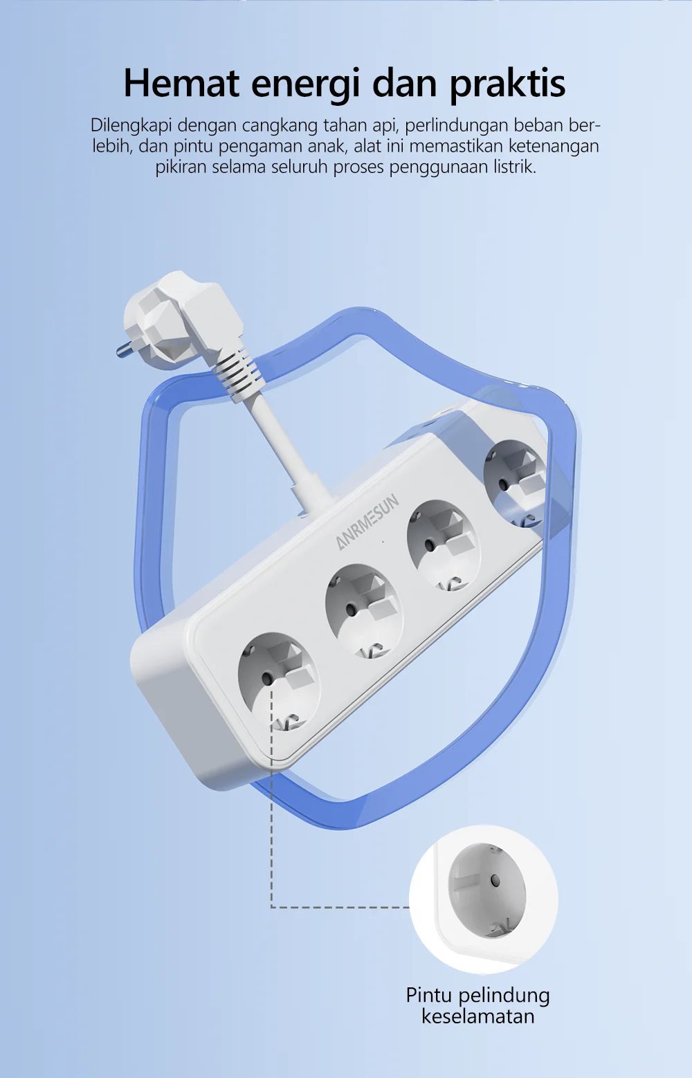 EU Power Strip With 2 USB A And 1 Type C Port 4 AC Outlet Fast Charge Electrical Extension Socket S8ec5ef15d6d04a0598bef2a3a470504cU