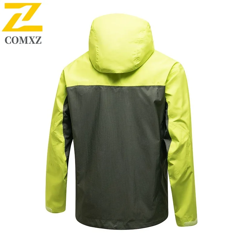 COMXZ Hooded Men Jacket Outdoor Camping Wind Resistant Wear Resistant Motorcycle Coat Casual Fishing Light Autumn Men Outerwear