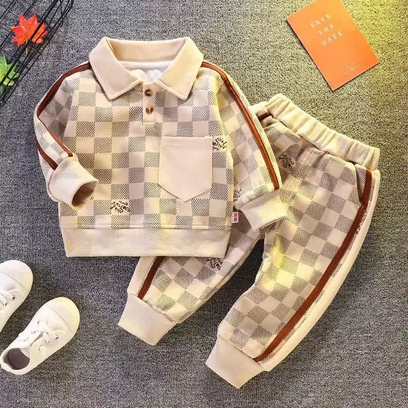 

Boys' Autumn Suit Foreigner 2024 New Handsome Children's Baby Sweater Pants 2-Piece Toddler Clothing Set 9M 12M 2T 4T 5T 6T