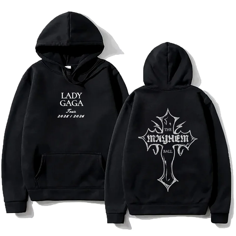 Lady gaga moda hoodies senhora gaga mayhem cruz recorte impressão