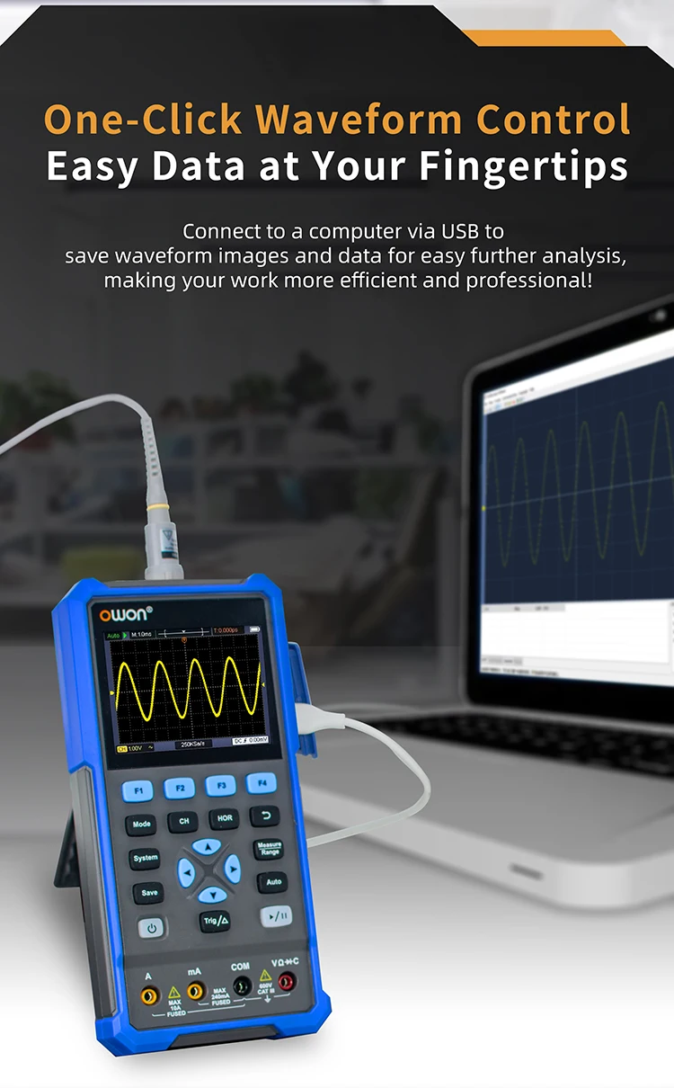 40MHz 70MHz Single Channel Simple 3-in-1 Handheld Digital Oscilloscope 250Msa/s+