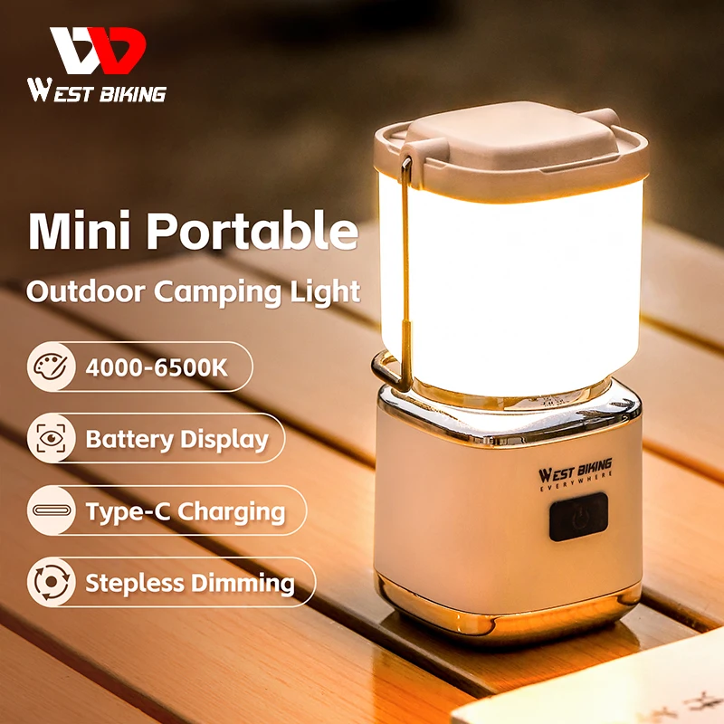 

WEST BIKING Mini Portable Camping Light Type-C Rechargeable LED Lantern Waterproof Hanging Tent Mosquito Repellent Camping Lamps