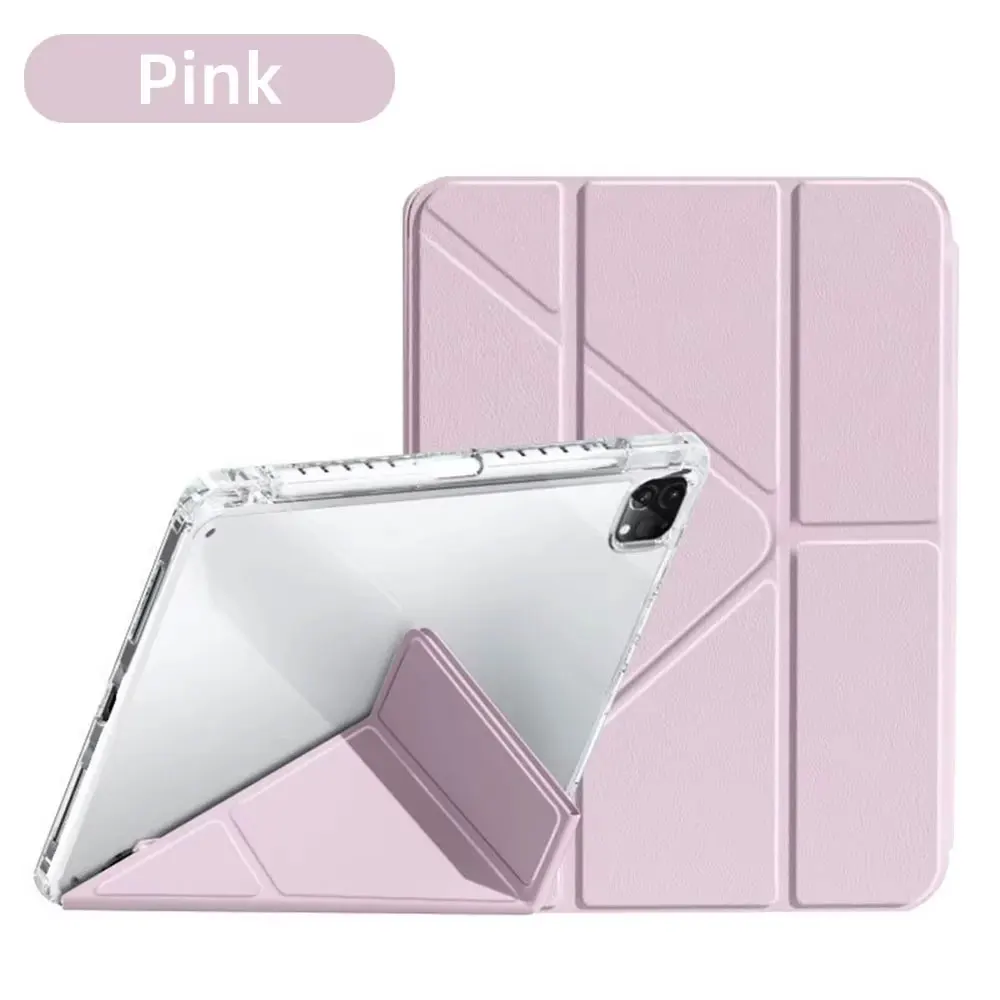 Sleek Tri-Fold Stand Clear Acrylic iPad Air Case with Pen Slot