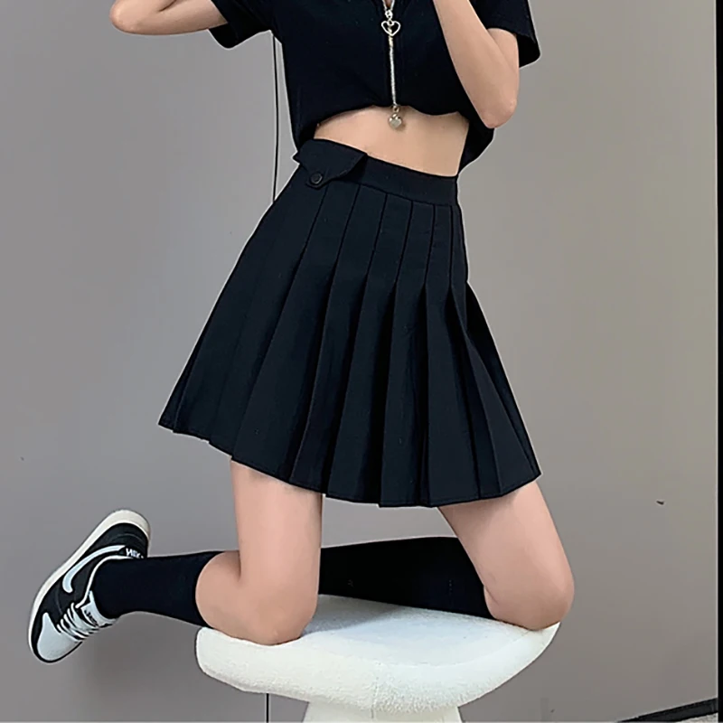 JMPRS Black Women Pleated Skirt Super Quality High Waist A Line Girls Dance Mini Skirt Korean Causal Summer Fashion Faldas a line skirt