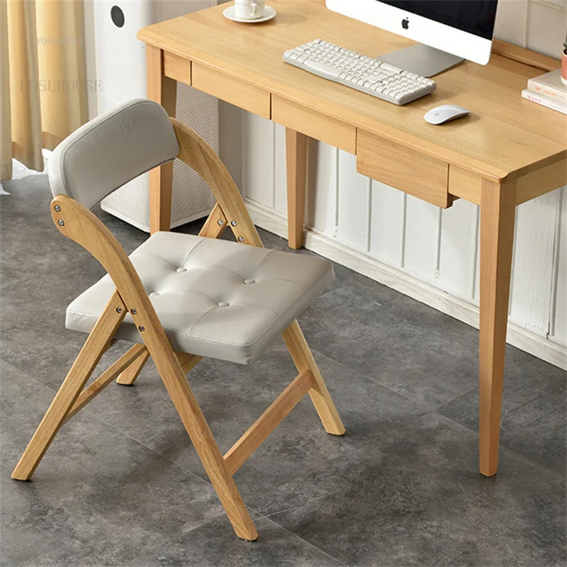 Nordic Solid Wood Kitchen Dining Chairs Modern Minimalist Designer Folding Chair for Household Furniture Leisure Backrest Stools