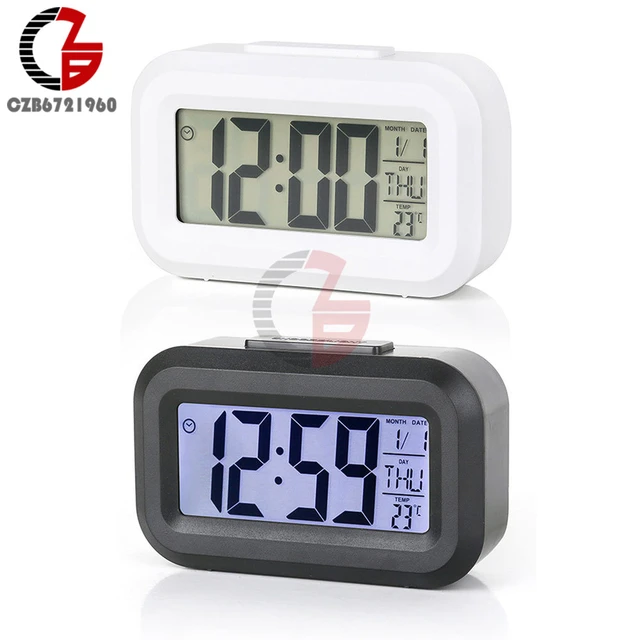 Reloj despertador Digital LED de mesa, pantalla de alarma Digital  electrónica, reloj de escritorio para el hogar y la Oficina,  retroiluminación, calendario de datos, relojes de escritorio - AliExpress