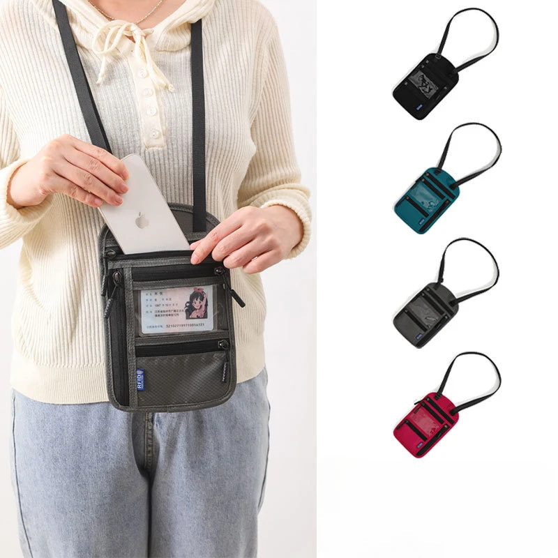 방수 RFID 나일론 보관 가방, 여행 서류 카드, 여권 가방, 목 지갑, 돈 서..