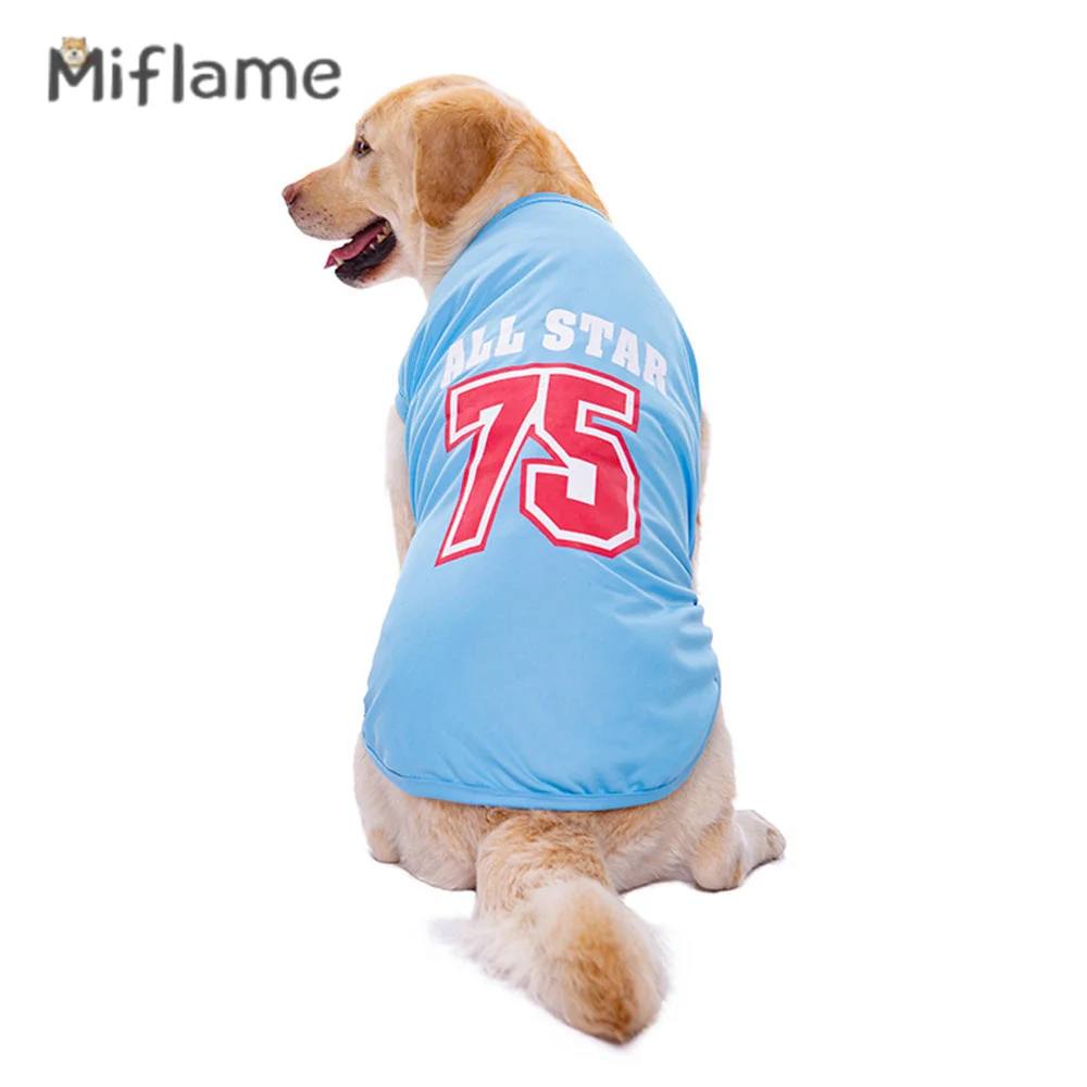 

Miflame Spring Summer Dog Clothing Numeral Printing Medium Large Dogs Jersey Pet Vest Golden Retriever Labrador Samoye Tank Top