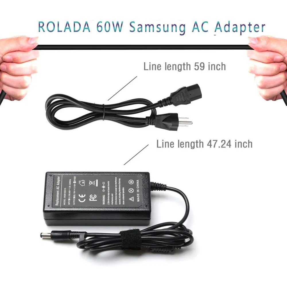 19V 3.15/3.16A AC Power Adapter Charger for Samsung AD-6019R 0335A1960 CPA09-004A Q430 QX410-S02US RV510-A02 QX410 Q430 P560 — view 6