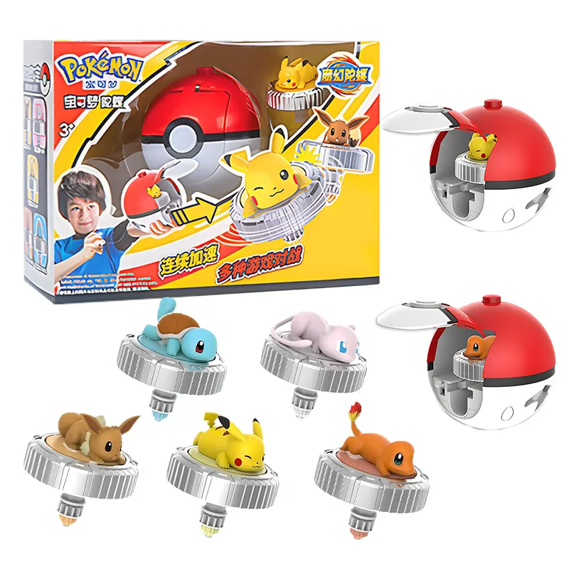 Pokemon Ball Spinning Top Battle Gyro Figurine Toy Launcher Pikachu Charmander Squirtle Mew Eevee Action Figure Kids Boys Gift