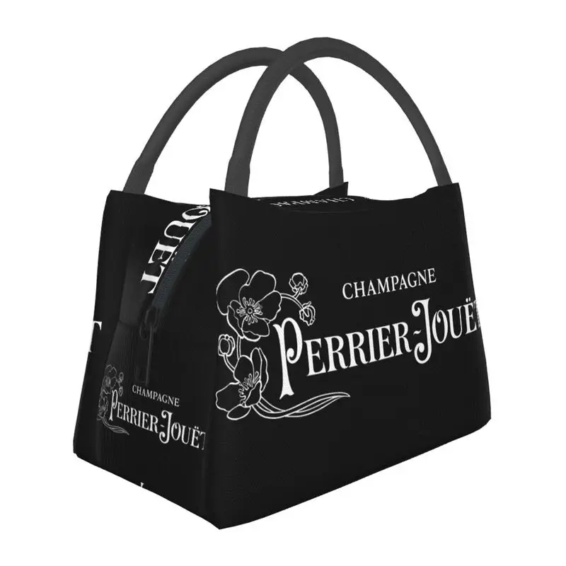 

Perrier Champagne Jouets Logo Thermal Insulated Lunch Bag Women Resuable Lunch Tote Outdoor Picnic Multifunction Meal Food Box