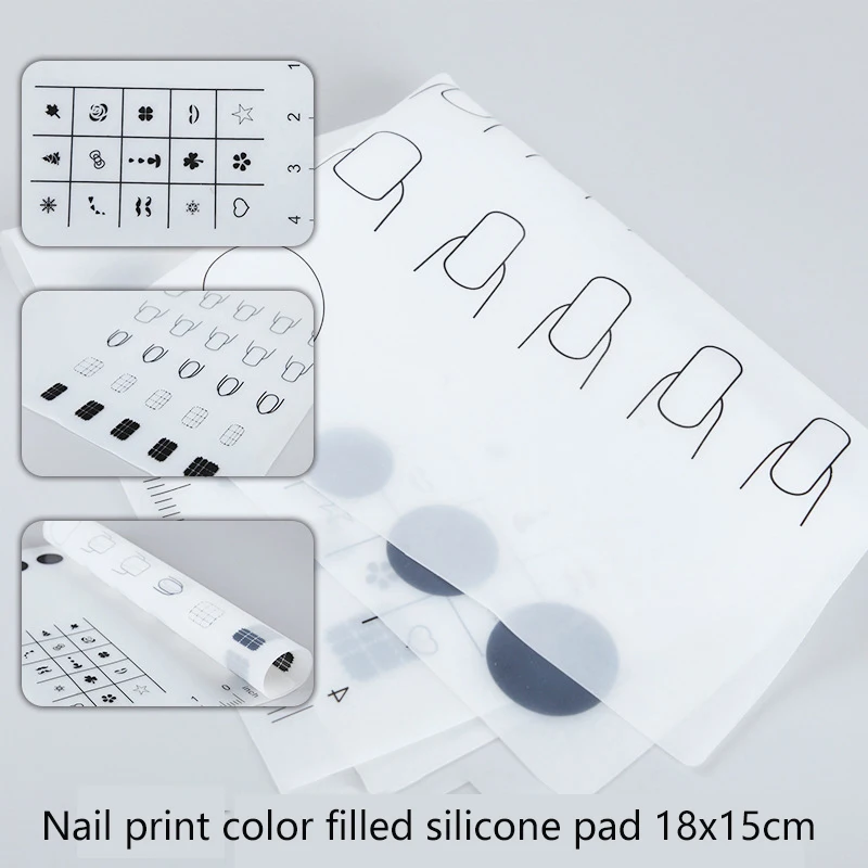 15*18CM Silicone Nail Art Display Pad Table Mat Decals Training Practice Sheets Nail Template Nail Application Learning Tool 2
