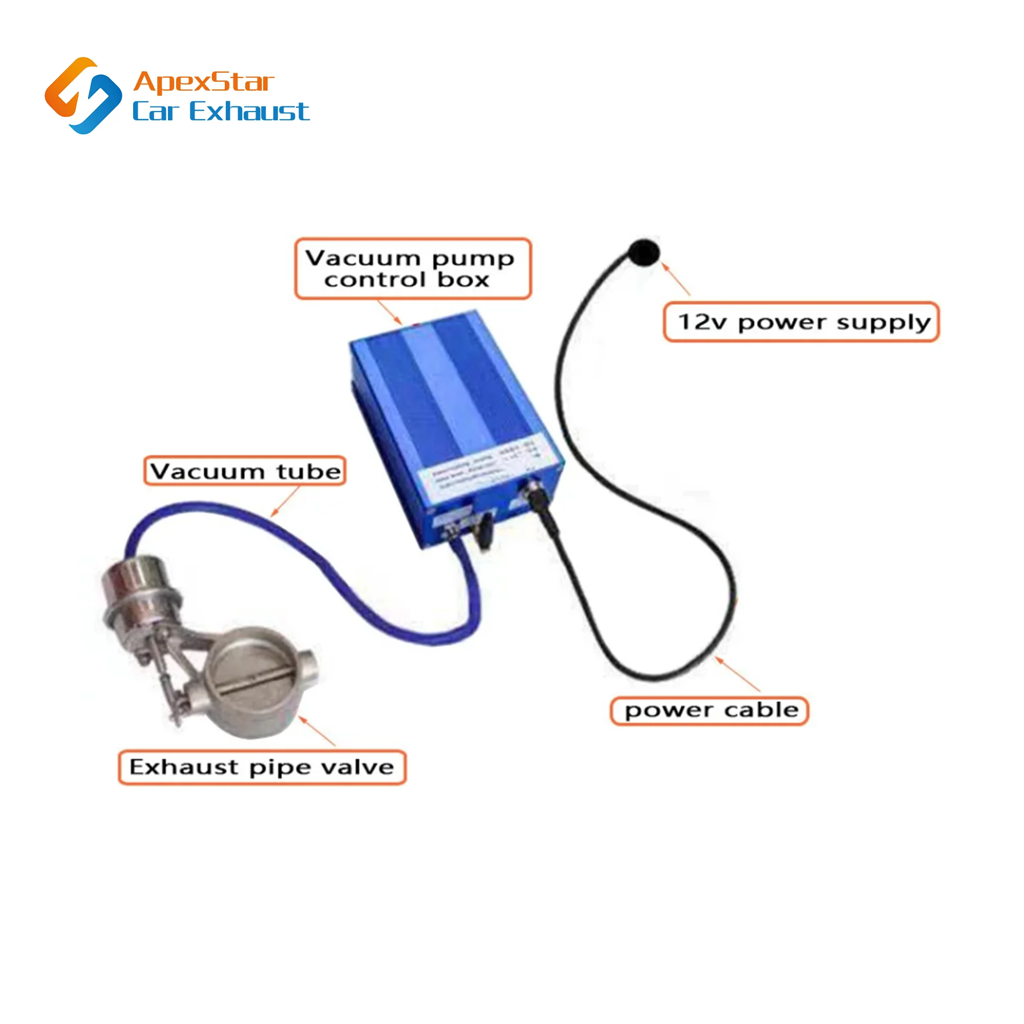 ApexStar Car Exhaust Pipe System Control Valve Sets Vacuum Controller Device Remote Controller Switch Universal 51 60 63 70 76MM exhaust control valve