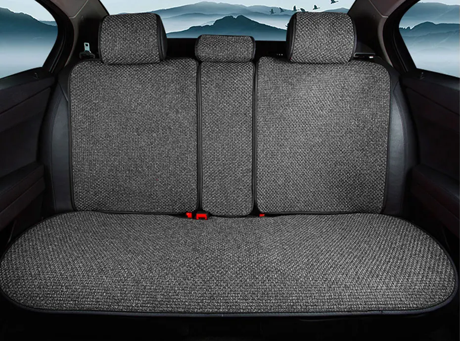 SEAMETAL Leinen-Autositzbezug für vier Jahreszeiten, universelle Sitzbezüge, rutschfeste Polsterung, Schutzmatte, Sommer, atmungsaktiv, für Autositze – Detail 10