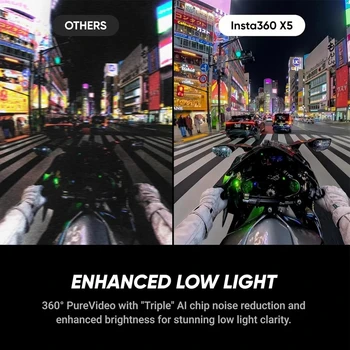 Insta360 x5 360 câmera de ação 8k 30fps triplo chip ai melhorado baixa luz invisível selfie vara insta 360 x5 câmera de movimento original
