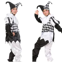 Halloween Carnival Party Cosplay Costumes Funny Clown Cosplay Costume Adults Man Women Black and White Couple Clown Suit 2