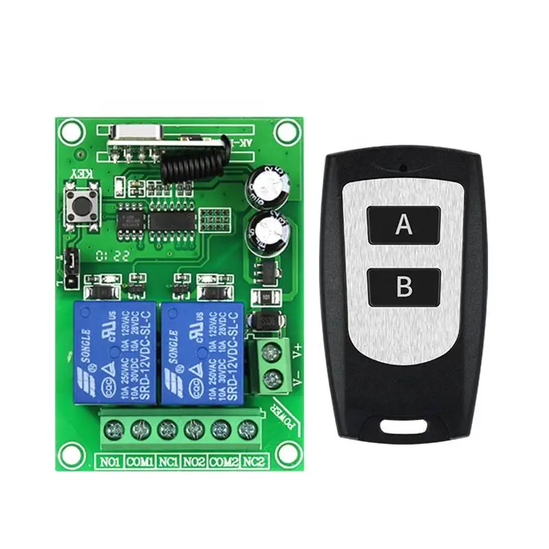 Dc12v 2 Channels 315/433mhz Learning Universal Rf Remote Controller Switch Wireless Relay Receiver Set
