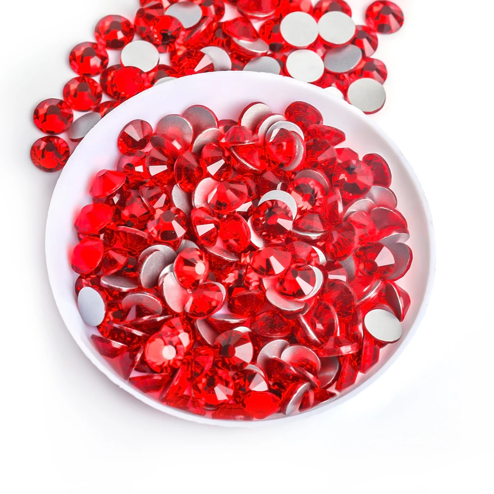 VC Light / Dark Siam Red Crystal Glitter Nail Art Strasssteine SS3-SS30 Glas/Kristall Nicht HotFix Nail Art Dekorationen – Detail 7