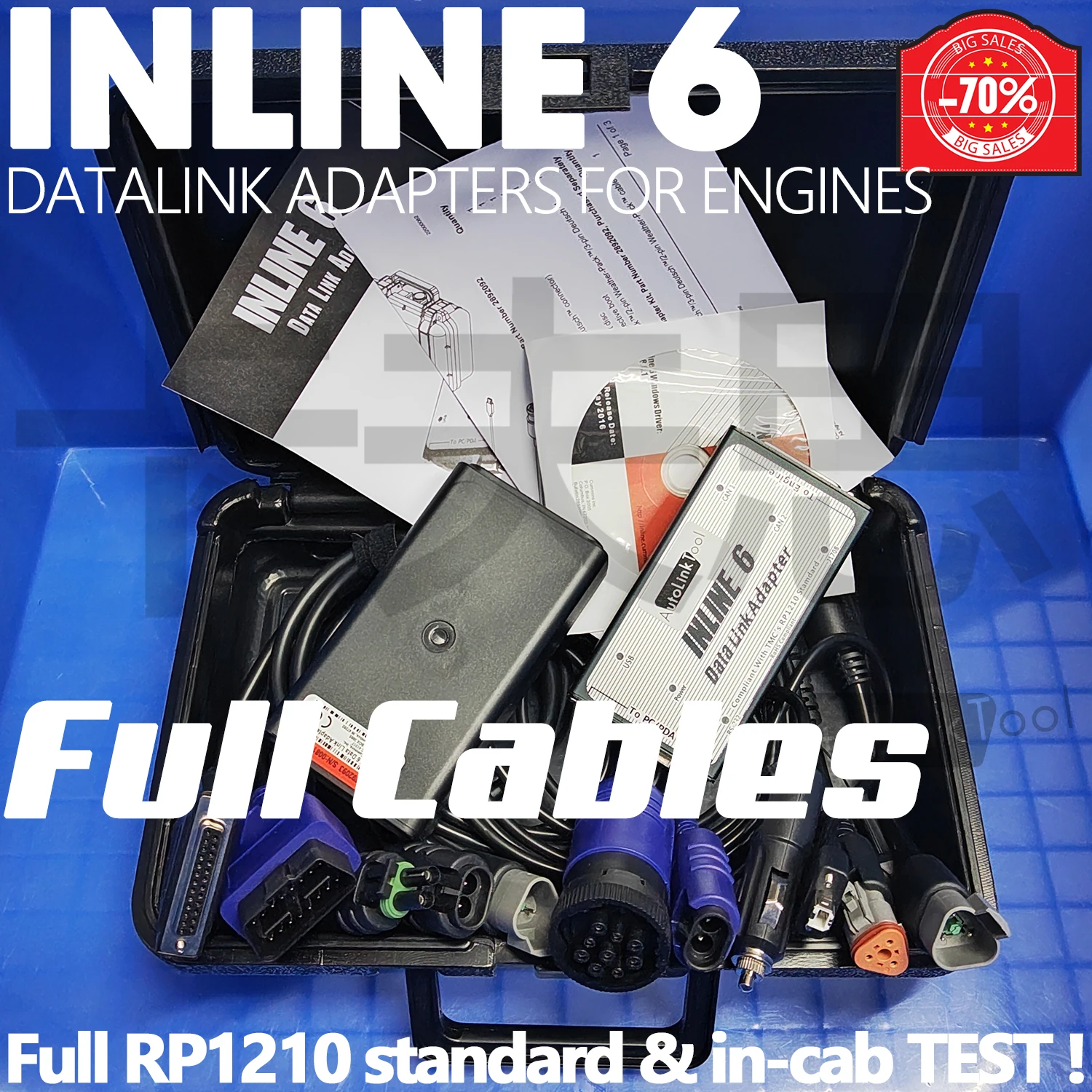 Inline 6 Test Adapter Cables CMS Pro Heavyduty Diagnosis OBDII Scanner ...