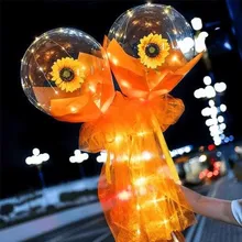 

Diy Led Light with Rose Flower Balloons Birthday Decoration Transparent Balls Valentine's Day Led Luminous Balloon Rose Bouquet