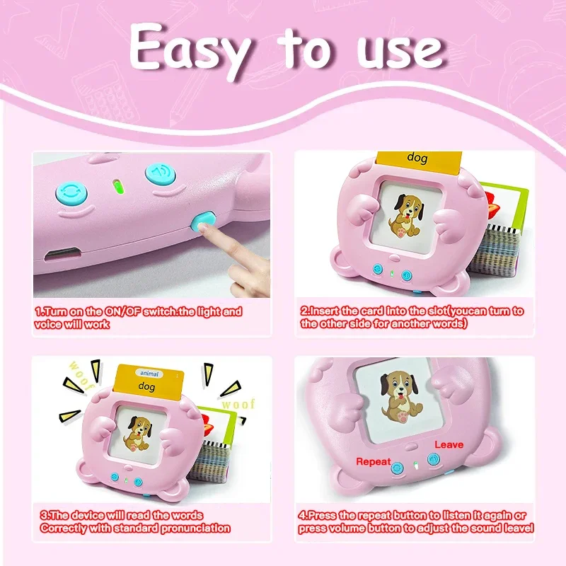 Montessori Education Flash Cards Machine Early Educational Learning English Electronic Audio Book Toy for Children Birthday Gift 2