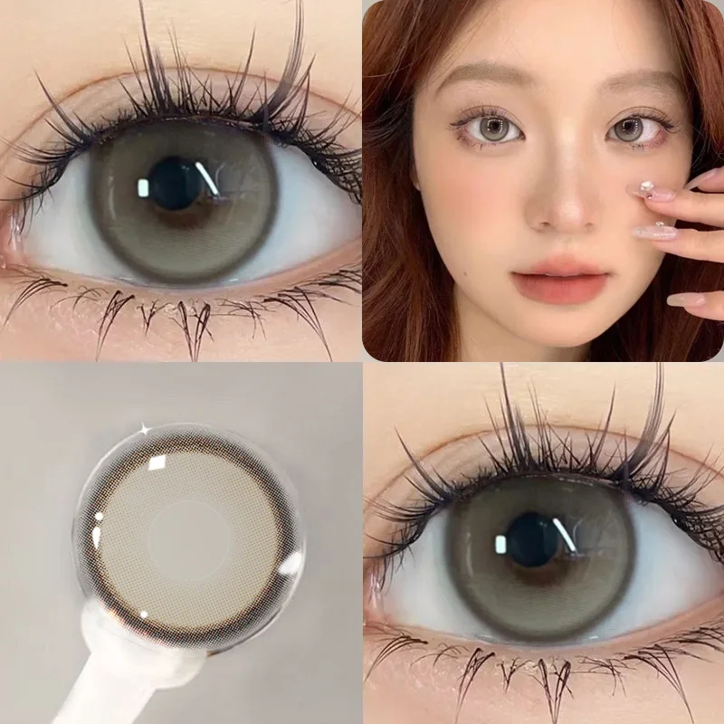 

DUOXIU 2Pcs Color Colored Contact Soft Circular Lenses Beauty Pupil Gray Brown Eyes Black Makeup Black Lens Free Shipping