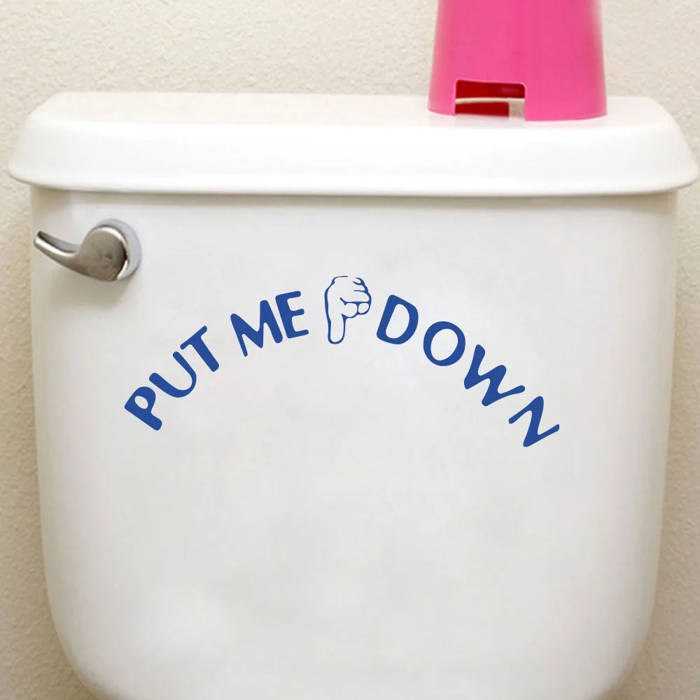 Gesture Hand Decal Funny Bathroom Toilet Seat Wall Sticker Sign For Put Me Down Home Art Refrigerator Sticker Decals vinyl stickers toilet stickers toilet wall stickers toilet seat stickers