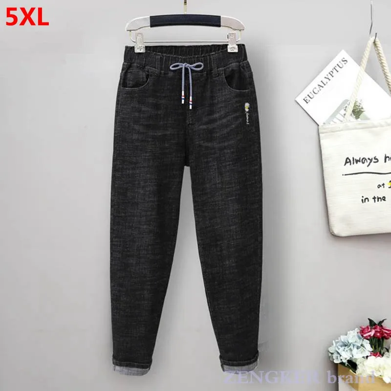 Large size stretch jeans women