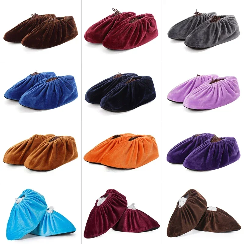 Reusable Velvet Fabric Shoe Covers Non-slip Adult Washable Keep Floor Carpet Cleaning Indoor Outdoor Shoe Protector Cover 5 Pair shoe covers