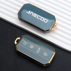 Soft TPU Car Key Case Cover Protector Shell and Keychain Accessory Holder (1pc golden grey)