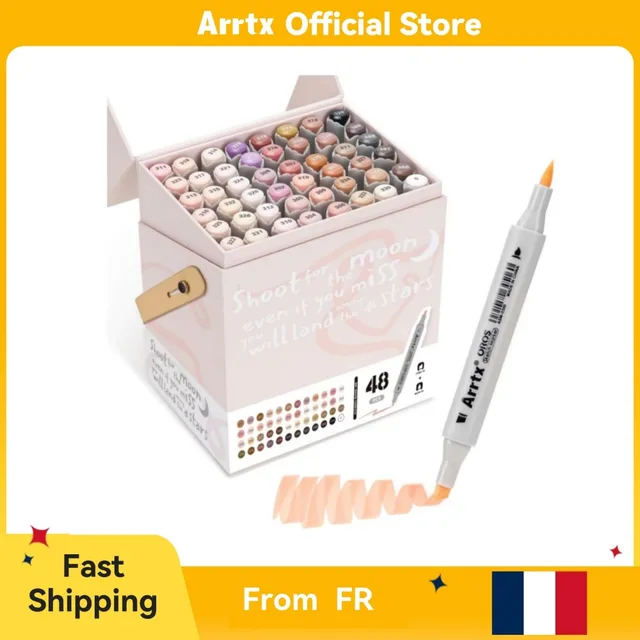 Arrtx Skin Tone Alcohol Markers Oros 48/66 Colors Brush Chisel Tip for Adult Artists Drawing Coloring Sketching Illustration 1
