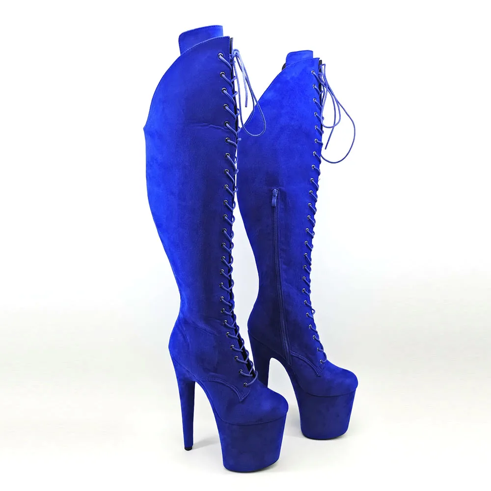 Leecabe 20CM Pole dancing shoes High Heel platform Boots closed Pole Dance hight boot with lace and zipper