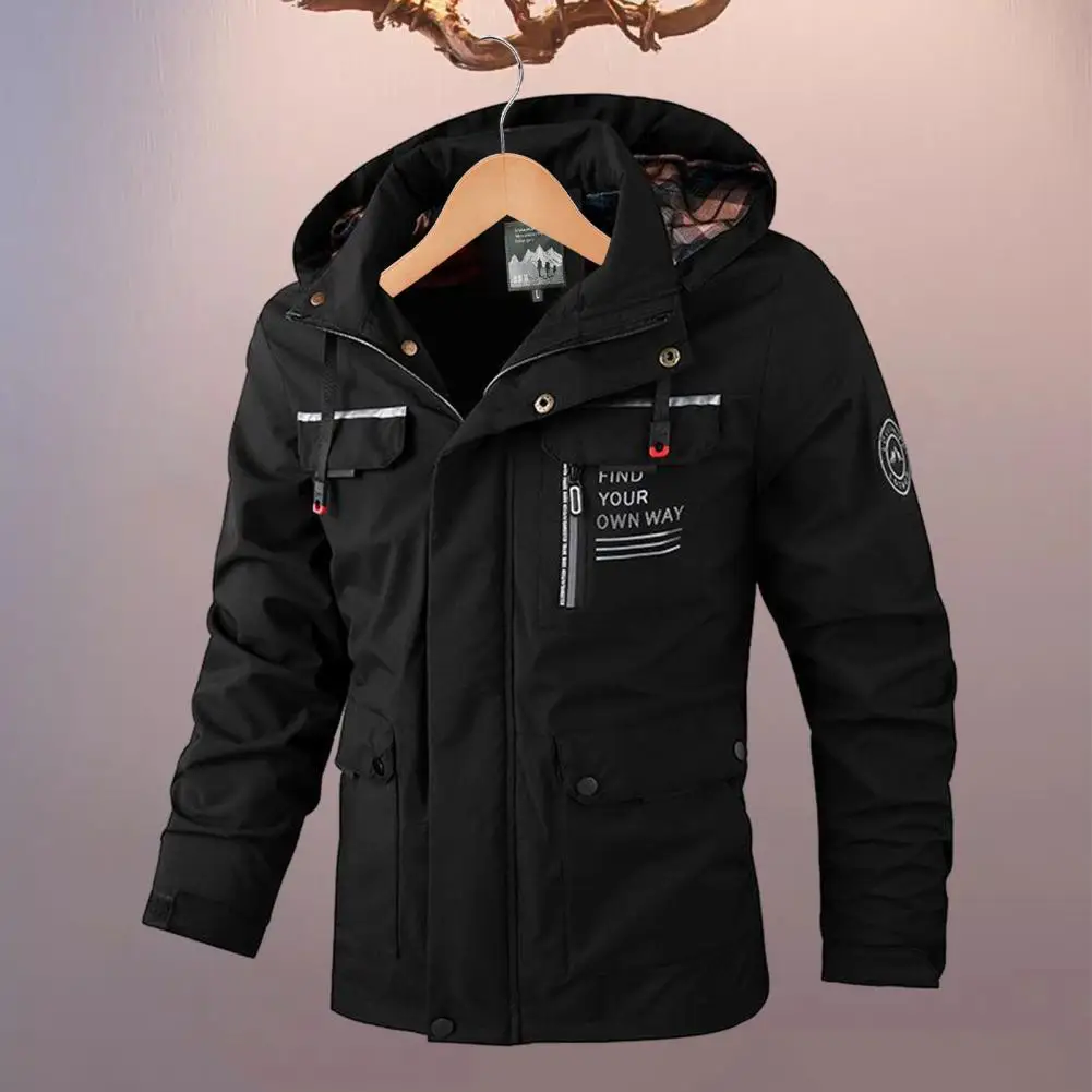 Men Jacket Coat Men's Waterproof Windbreaker Jacket with Hood Multi Pocket Design Soft Shell Exterior for Outdoor Winter