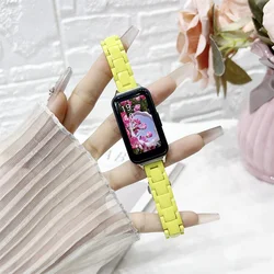 Women's Colorful Resin Transparent Watch Strap Replacement Bracelet for Huawei band 9 (Green)