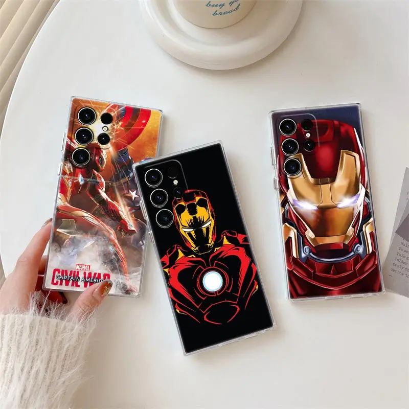 

Marvel Ironman Phone Case For Samsung S24 S23 Ultra S22 S20 Plus S21 FE Clear Cases Cover Galaxy S24Ultra S235G Fundas Iron Man