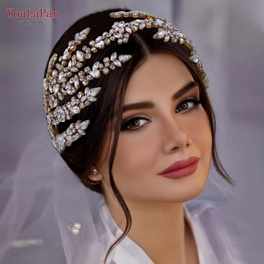 

YouLaPan HP425 Bridal Headpiece Rhinestone Headband for Wedding Hair Accessories women Bride Headdress Pageant Headwear Crown