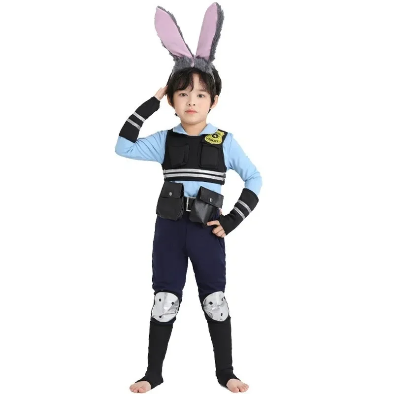 Halloween Children's Performance Costume Judy Rabbit Police Officer Suit Stage Performance Polyester Fiber Male Female Model