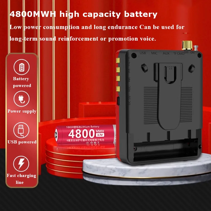 Mini Portable FM Radio Rechargeable Battery Radios with LED Display Voice Amplifier Smart Noise Reduction Recorder Support USB