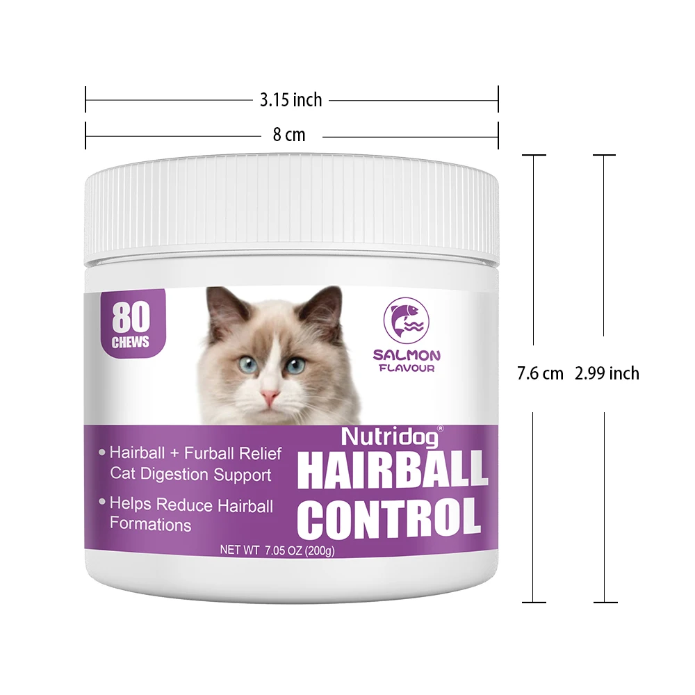 Hairball Treats for Cats With Omega 3&6, Psyllium Husk& Biotin For Hairball Control, Digestive Health & Skin Support 2