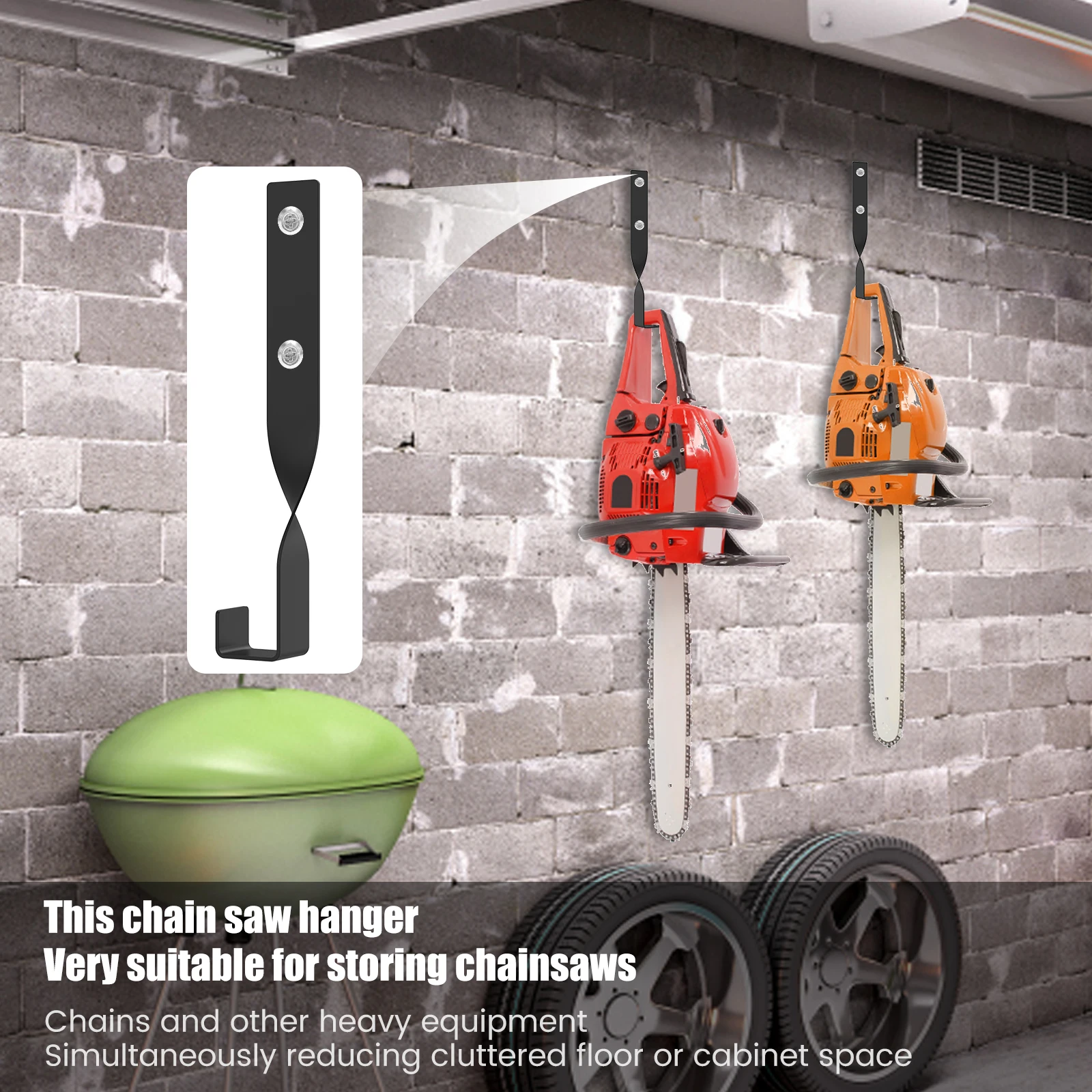 4Pcs Chainsaw Heavy Duty Hooks Hanging Load Capacity 110lbs Trimmer Wall Hooks Holder Organization Tools Storage Hanger 6