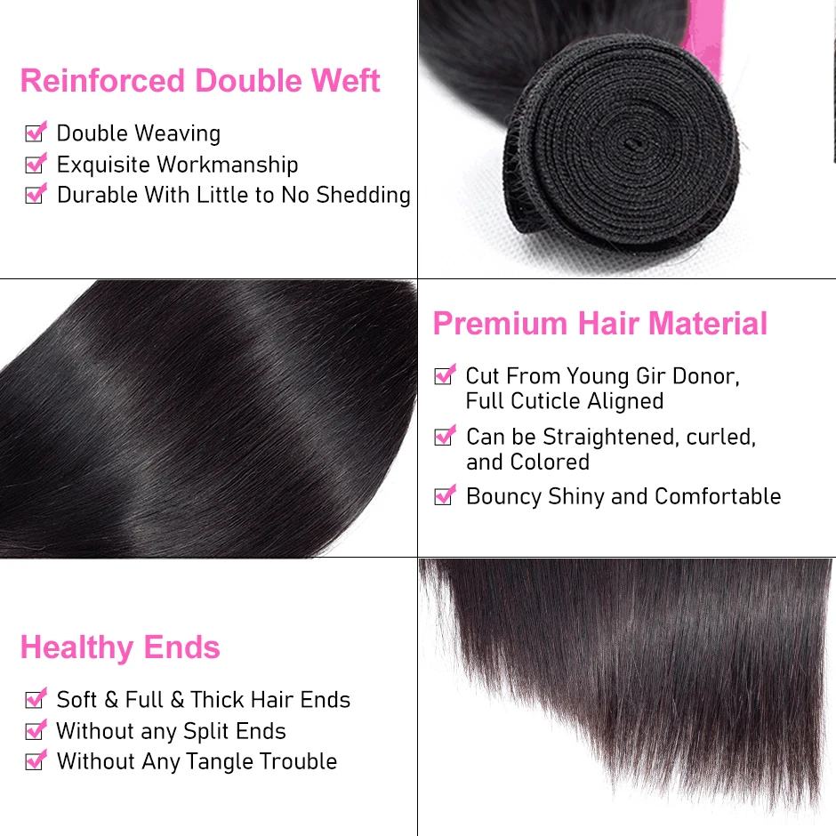 Peruvian Straight Hair Extensions Human Hair Bundles No Tangle Nature Color Can Buy 1/3/4 Bundles human hair bundles
