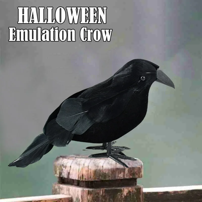 

1/2pc Plastic Simulation Black Crow Animal Model Artificial Crow Black Raven Scary Prop Halloween Party Decoration Fake Bird