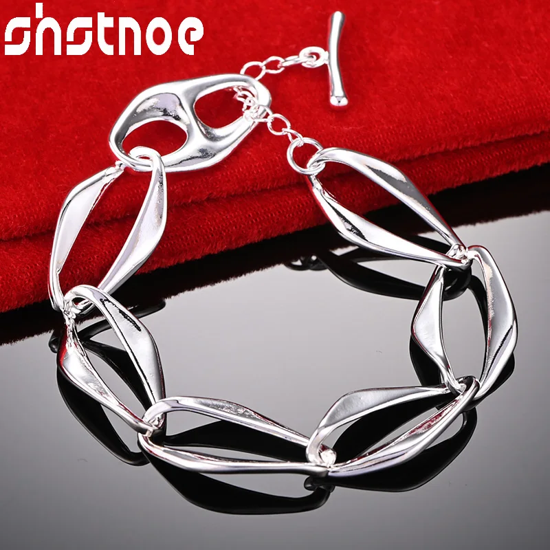 SHSTONE 925 Sterling Silver Brand Design Man Chain Bracelet For Woman Wedding Accessories Party Birthday Fashion Charm Jewelry