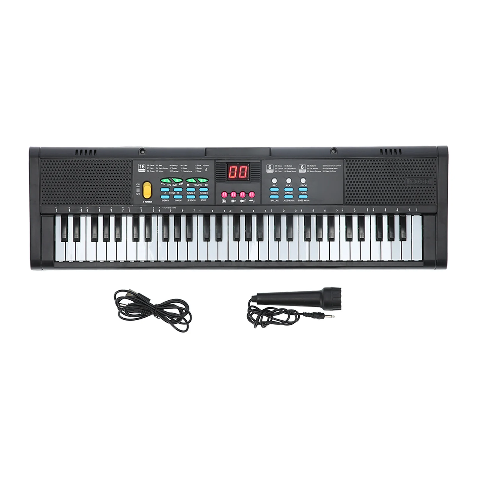 Tastatur-Klavier, multifunktionales Klavier, digital, 61-Tasten-Bildschirm, Kopfhöreranschluss MQ6186, für Anfänger, Kinder und Erwachsene für Leistung