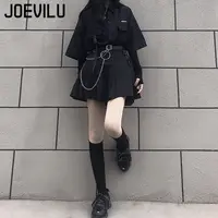 Gothic Skirt Set Loose Shirt Pleated Mini Skirts 2 Piece Sets Korean Retro Casual Outfits Women Spring Summer Aesthetic Y2k Suit - Image 6
