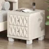 Nightstand with Storage Drawers, Upholstered Velvet Bedside End Table for Small Bedroom, Beige 1