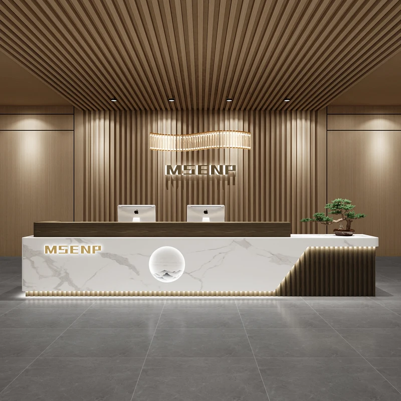 Desk Simple Reception Desks Modern Beauty Counter Training Chinese Cash Register Mostrador Negocio Beauty Salon Furniture