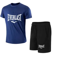 Ensemble 2 pièces T-shirt et short pour homme EVERLAST – Tenue de sport décontractée à manches courtes pour le jogging et la gym, avec imprimé de marque 1